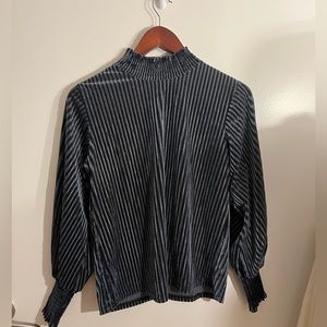 Velvet navy blue blouse top